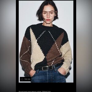 Zara diamond knit jumper